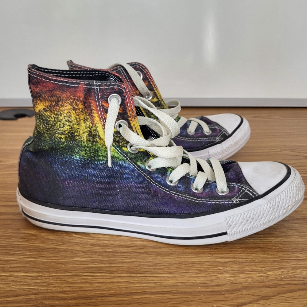 Converse Chuck Taylor All Star High-top Sneakers Rainbow Tie-Dye Pride Sz 7 - Picture 3 of 7